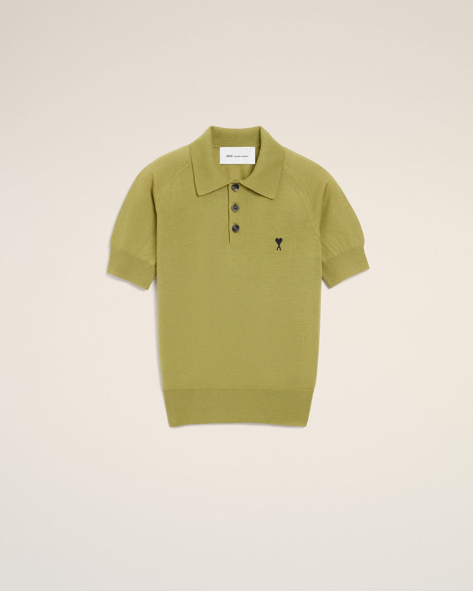 Green Wool Short Sleeves Ami De Coeur Polo Women's