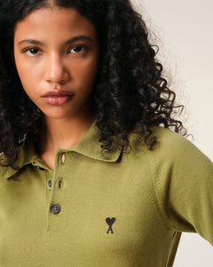 Green Wool Short Sleeves Ami De Coeur Polo Women's