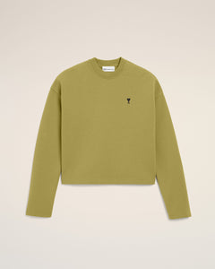 Green Cotton Ami De Coeur Cropped Sweatshirt Women's
