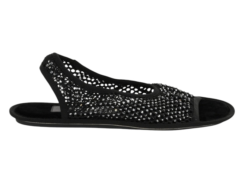 Ferragamo Anio Crystal Embellished Slingback Sandals Black (Women's)
