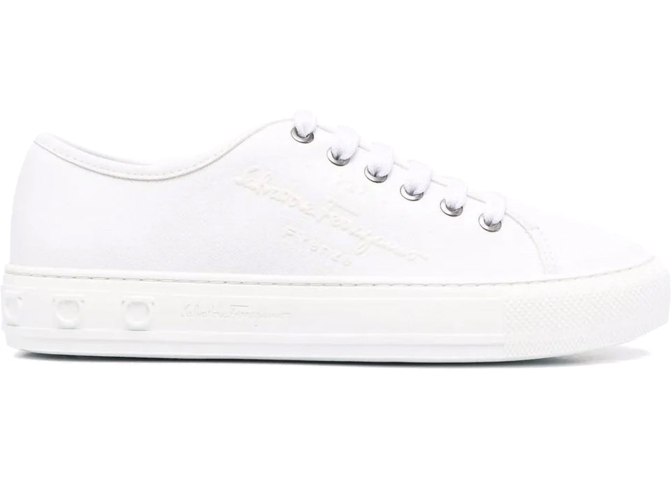 Ferragamo Embossed-Logo Low-Top Sneakers White (Women's)