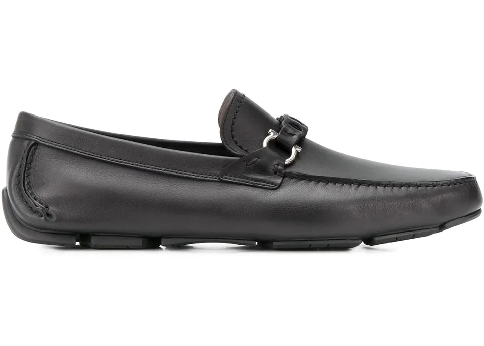 Ferragamo Gancini Leather Loafers Black
