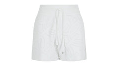 Ferragamo Gancini Pattern Drawstring Shorts White