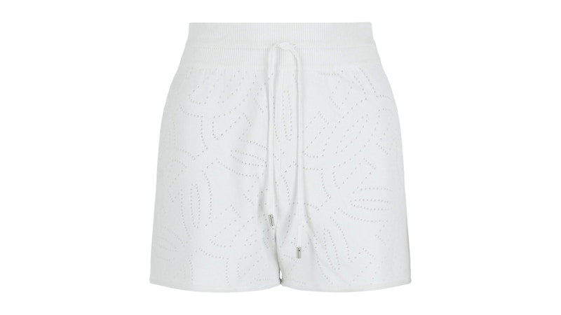 Ferragamo Gancini Pattern Drawstring Shorts White