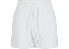 Ferragamo Gancini Pattern Drawstring Shorts White