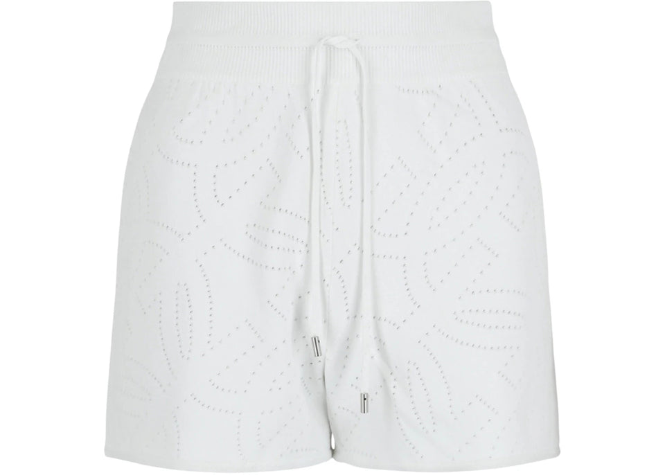 Ferragamo Gancini Pattern Drawstring Shorts White