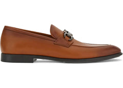 Ferragamo Gancini-Plaque Leather Loafers Brown