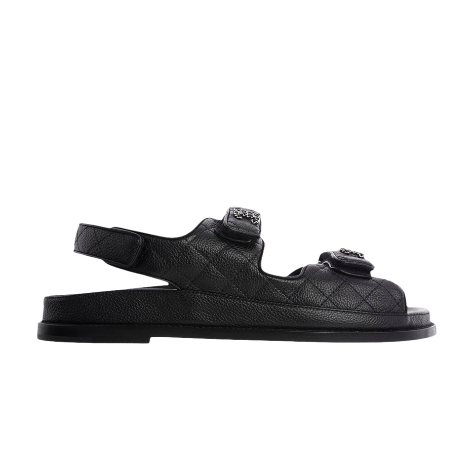 Chanel Quilted Dad Sandal Black Leather
