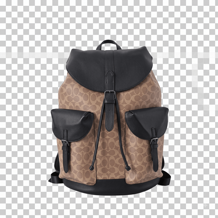 Coach Warner Backpack in Signature Canvas Gunmetal/Tan/Black