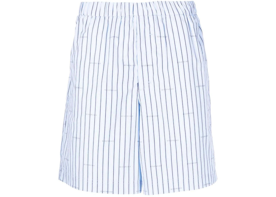 Givenchy Allover Logo Striped Shorts Blue
