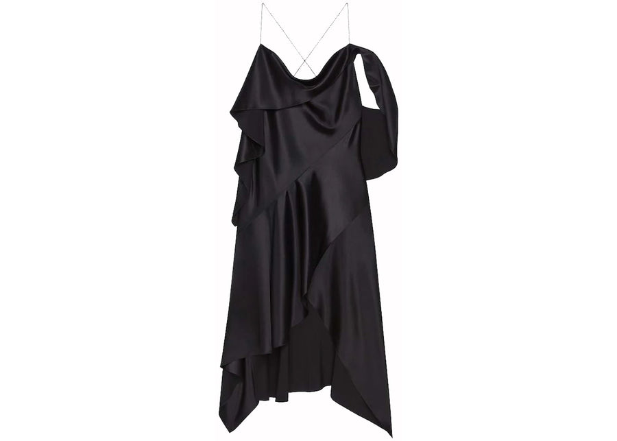 Givenchy Asymmetric Draped Satin Dress Black