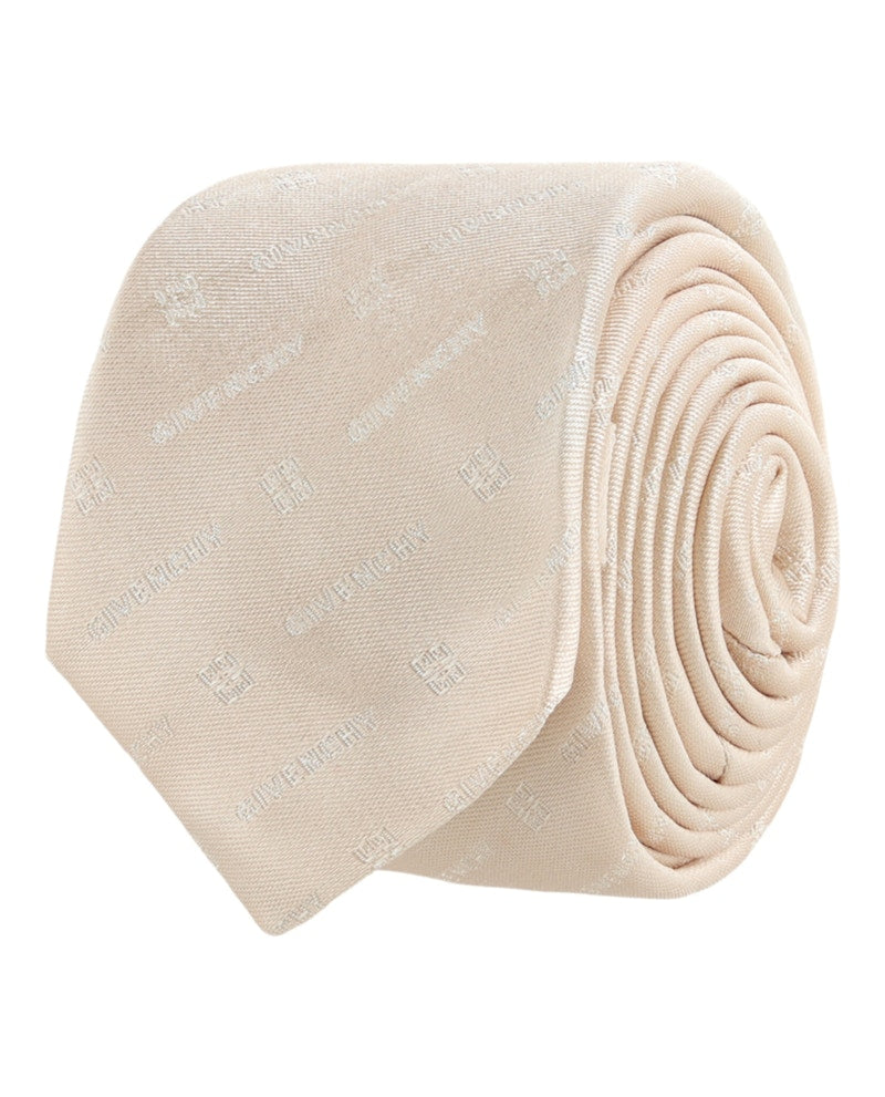 Givenchy Diagonal Logo Silk Tie Beige