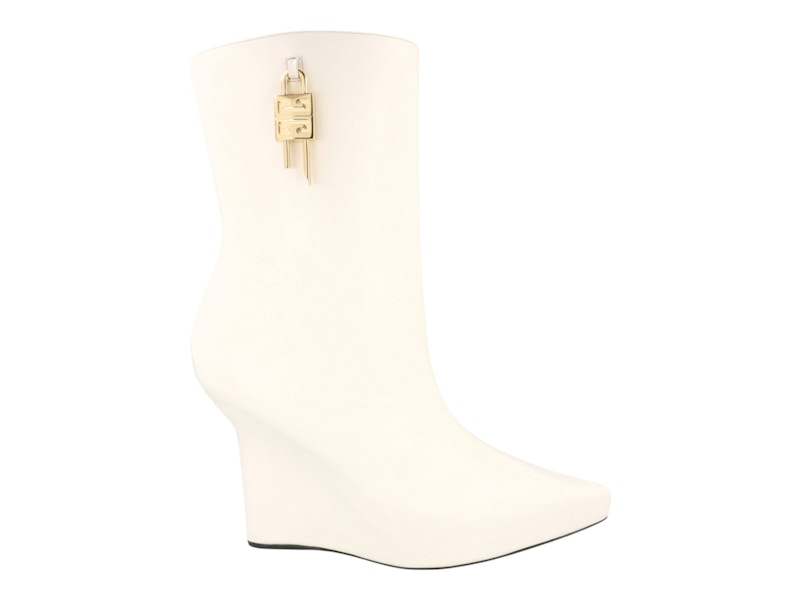Givenchy G-Lock Leather Wedge Boots Ivory (Women's)