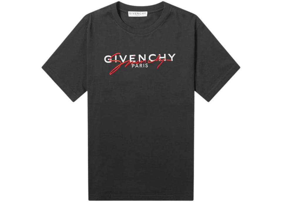 Givenchy Paris Signature Embroidered Logo T-Shirt Black/Red