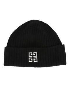 Givenchy Ribbed Embroidered Logo Beanie Black/White