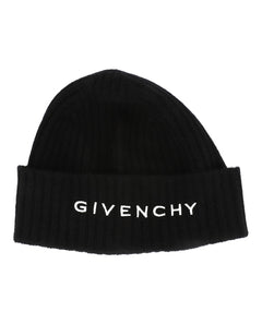 Givenchy Ribbed Embroidered Logo Beanie Black/White