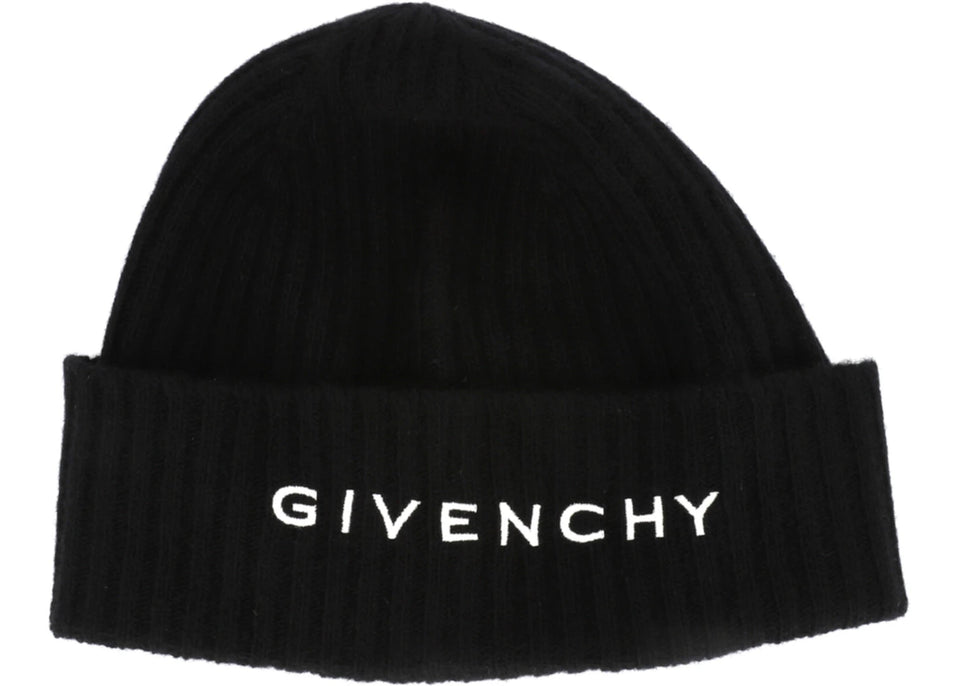 Givenchy Ribbed Embroidered Logo Beanie Black/White