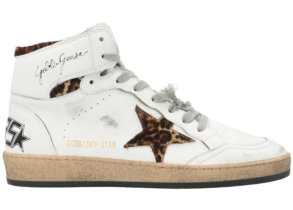 Golden Goose Sky-Star White Leopard Womens