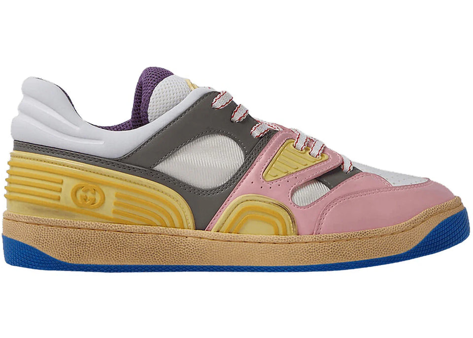 Gucci Basket Low-Top Sneaker Yellow Pink Blue Womens