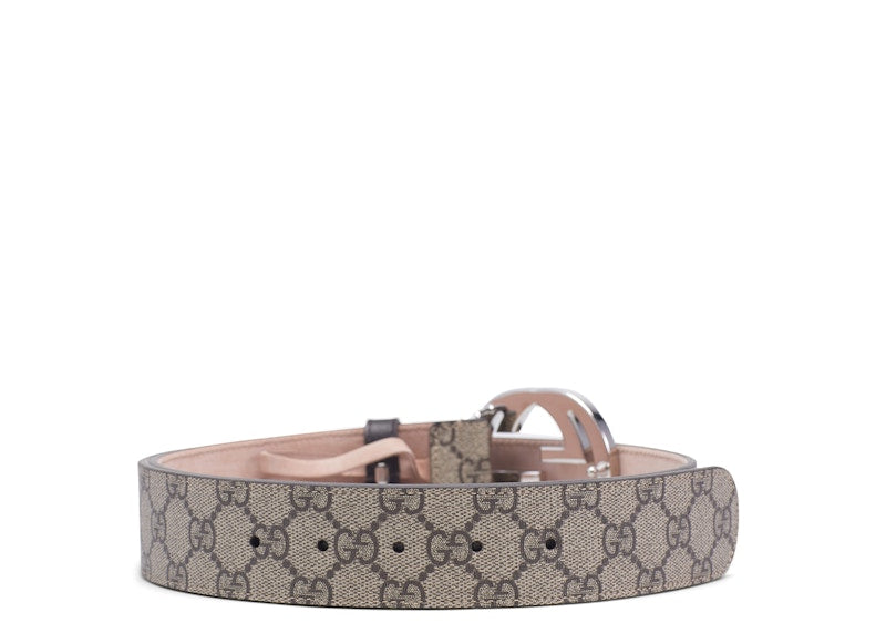 Gucci Belt GG Supreme Interlocking G Buckle 1.5W Beige Ebony/Cocoa
