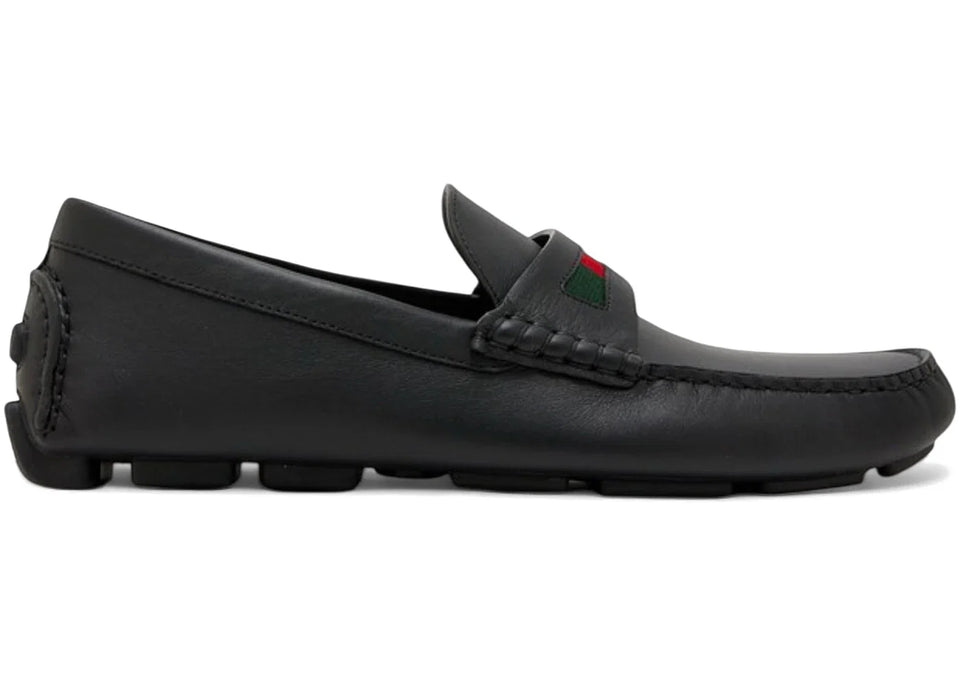 Gucci Driver Loafers Black Web Detail