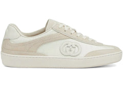 Gucci G75 Low Sneakers Interlocking G White Suede Womens