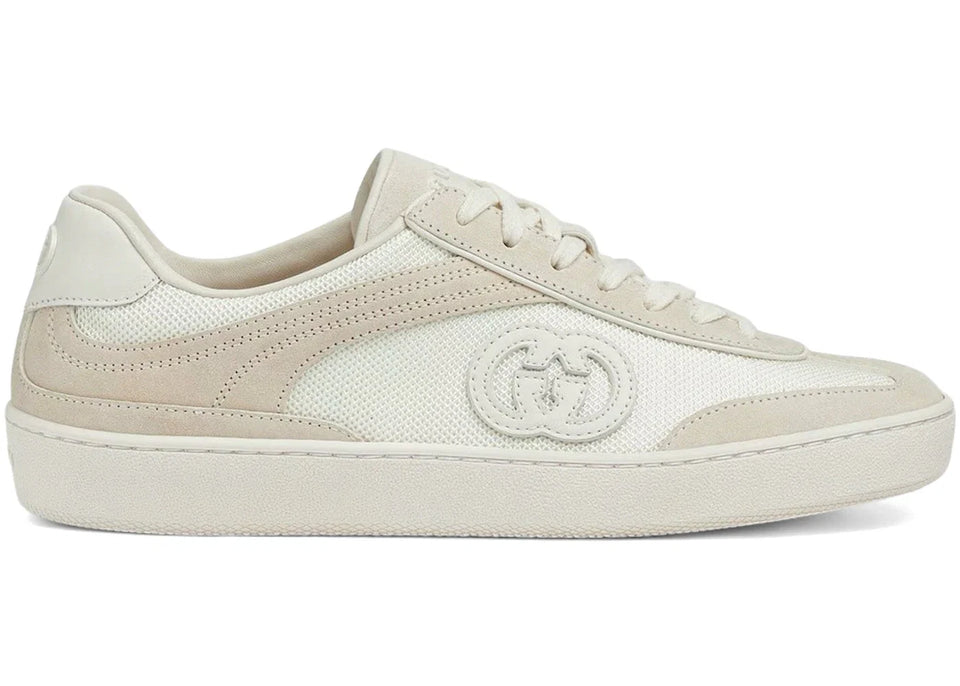 Gucci G75 Low Sneakers Interlocking G White Suede Womens