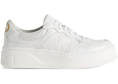Gucci Gg Embossed White Leather Womens