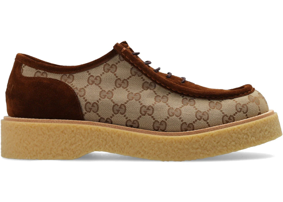 Gucci Gg Supreme Lace-Up Shoes Brown