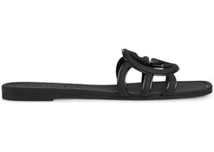 Gucci Interlocking G Slide Sandal Black Rubber Womens