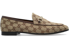 Gucci Jordaan Supreme Canvas Loafers Gg Canvas Beige Ebony Womens