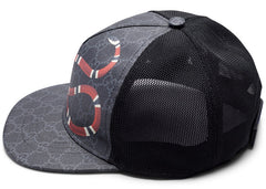 Gucci Kingsnake Print GG Supreme Baseball Hat Black/Grey