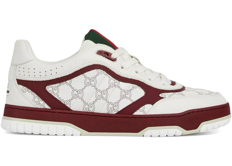 Gucci Re-Web Sneaker White Rosso Ancora Gg Pebbled Leather