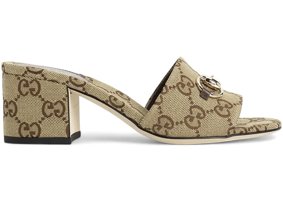 Gucci Slide Sandal Camel Brown Gg Canvas Womens