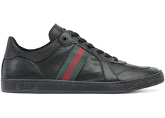 Gucci Stretch Low-Top Sneaker Black Leather