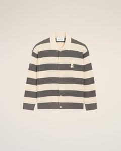 White And Brown Cotton Ami De Coeur Cardigan Cream