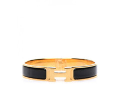 Hermes Bracelet Narrow Clic Clac H Enamel Gm Black