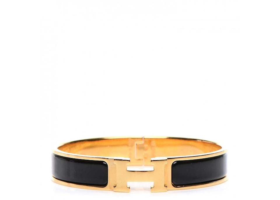 Hermes Bracelet Narrow Clic Clac H Enamel Gm Black