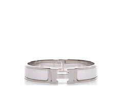 Hermes Bracelet Narrow Clic Clac H Enamel Pm White