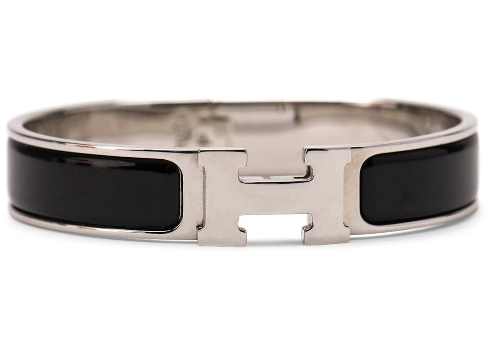 Hermes Clic H Bracelet Palladium-Tone Pm Noir