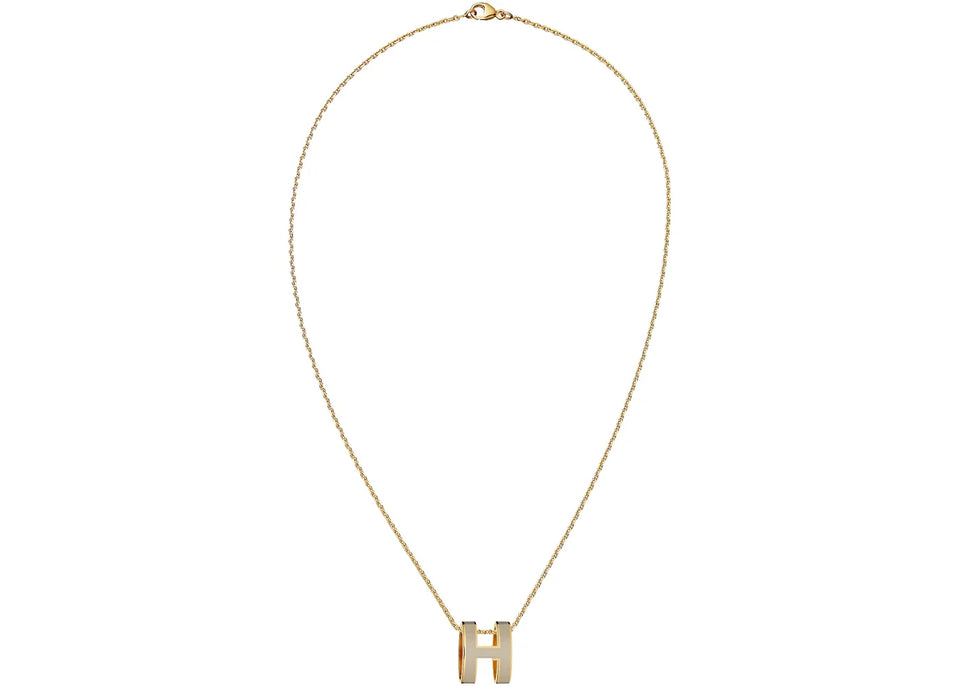 Hermes Mini Pop H Pendant Gold-Tone Marron Glace