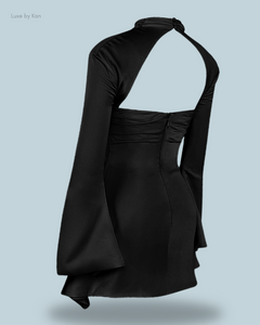 HOUSE OF CB Toira Black Draped Corset Dress