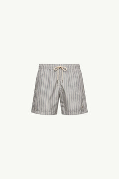 Moncler Striped Swim Shorts White & Blue White & Blue