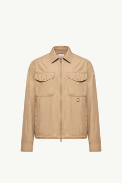 Moncler Cotton Poplin Long Sleeve Zip-Up Shirt Jacket Beige Beige