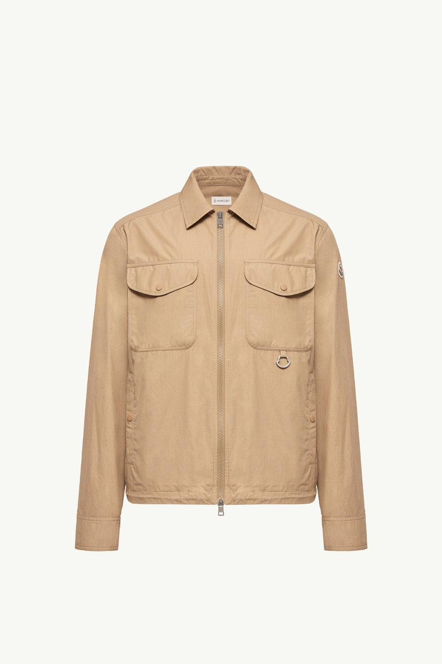 Moncler Cotton Poplin Long Sleeve Zip-Up Shirt Jacket Beige Beige