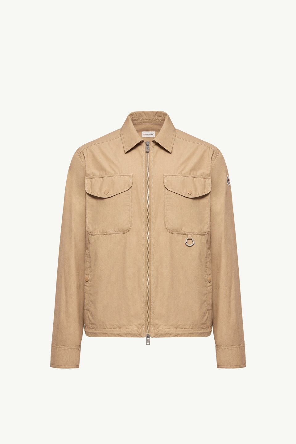 Moncler Cotton Poplin Long Sleeve Zip-Up Shirt Jacket Beige Beige