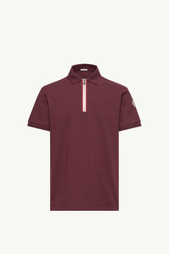 Moncler Tricolor-Trimmed Cotton Polo Shirt Dark Red Dark Red