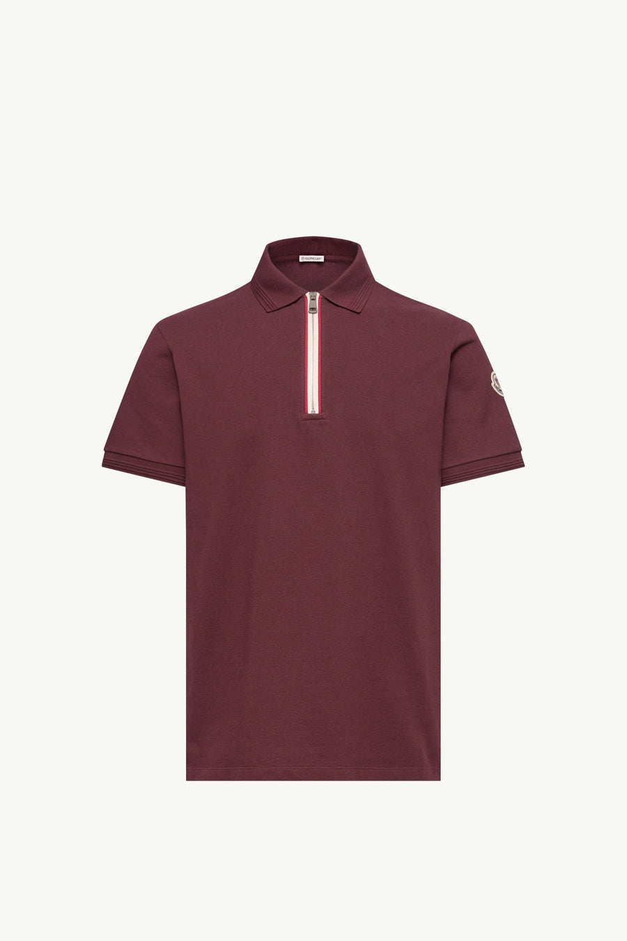 Moncler Tricolor-Trimmed Cotton Polo Shirt Dark Red Dark Red