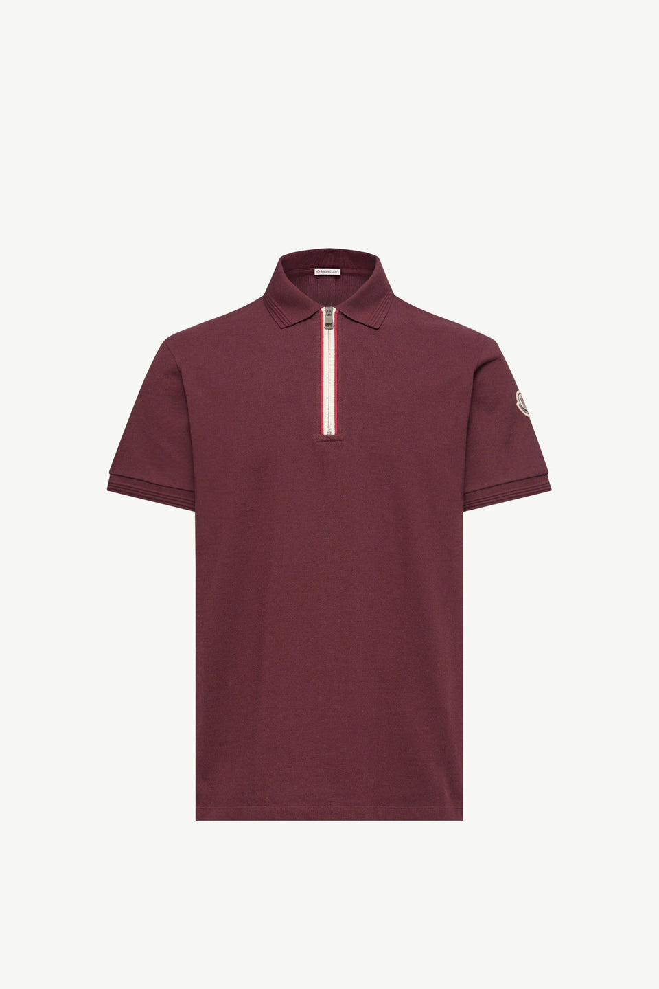 Moncler Tricolor-Trimmed Cotton Polo Shirt Dark Red Dark Red
