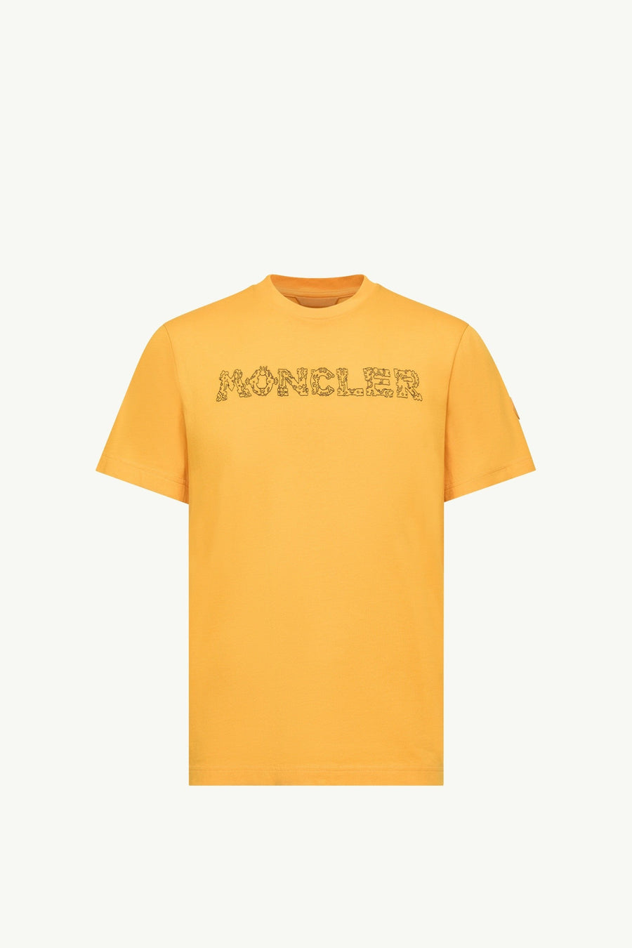 Moncler Space Embroidered Logo Cotton T-Shirt Yellow Yellow